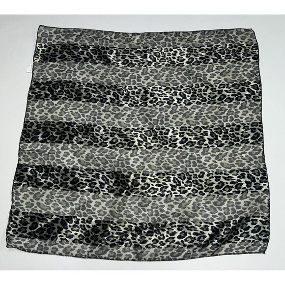 Vintage Space Age Scarf Black Olive Green Animal Print 20" Square Womens Ladies - Picture 1 of 5